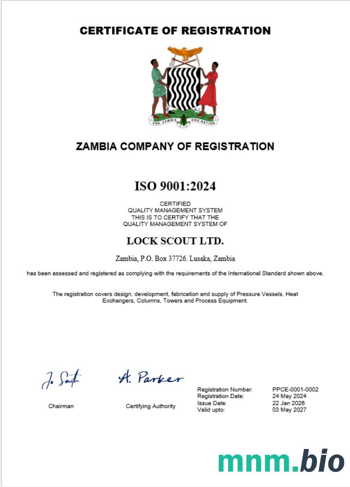 Zambia szablon Word i PDF certyfikatu rejestracji działalności gospodarczej